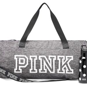Taking OFFERS VS pink duffel bag and bottle